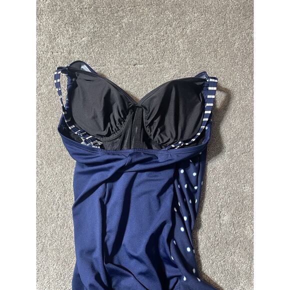 80s 90s Gabar Swimsuit One Piece Size 12 Polka Dot Pinup Retro Coastal Grandma - Picture 3 of 8